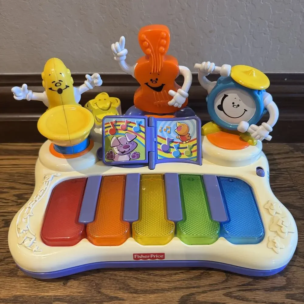 Fisher Price Little Superstar Jammin Band Light Up Piano Arms Move Musical Works